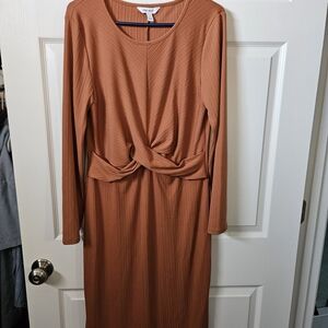 Elegant Rust Orange Knotted Dress